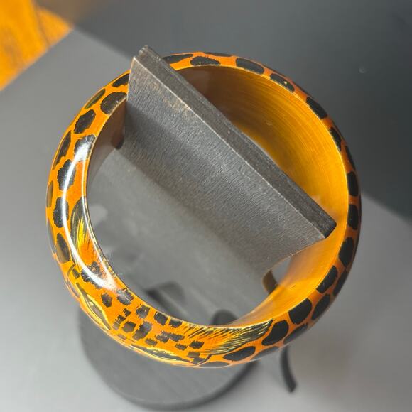 Chunky Leopard Bangle Bracelet Statement Leopard Bracelet Cheetah Face 8" - Picture 4 of 4